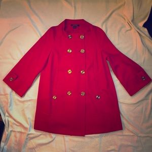 Red double breasted coat